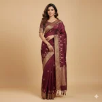 Wine Embroidered Saree